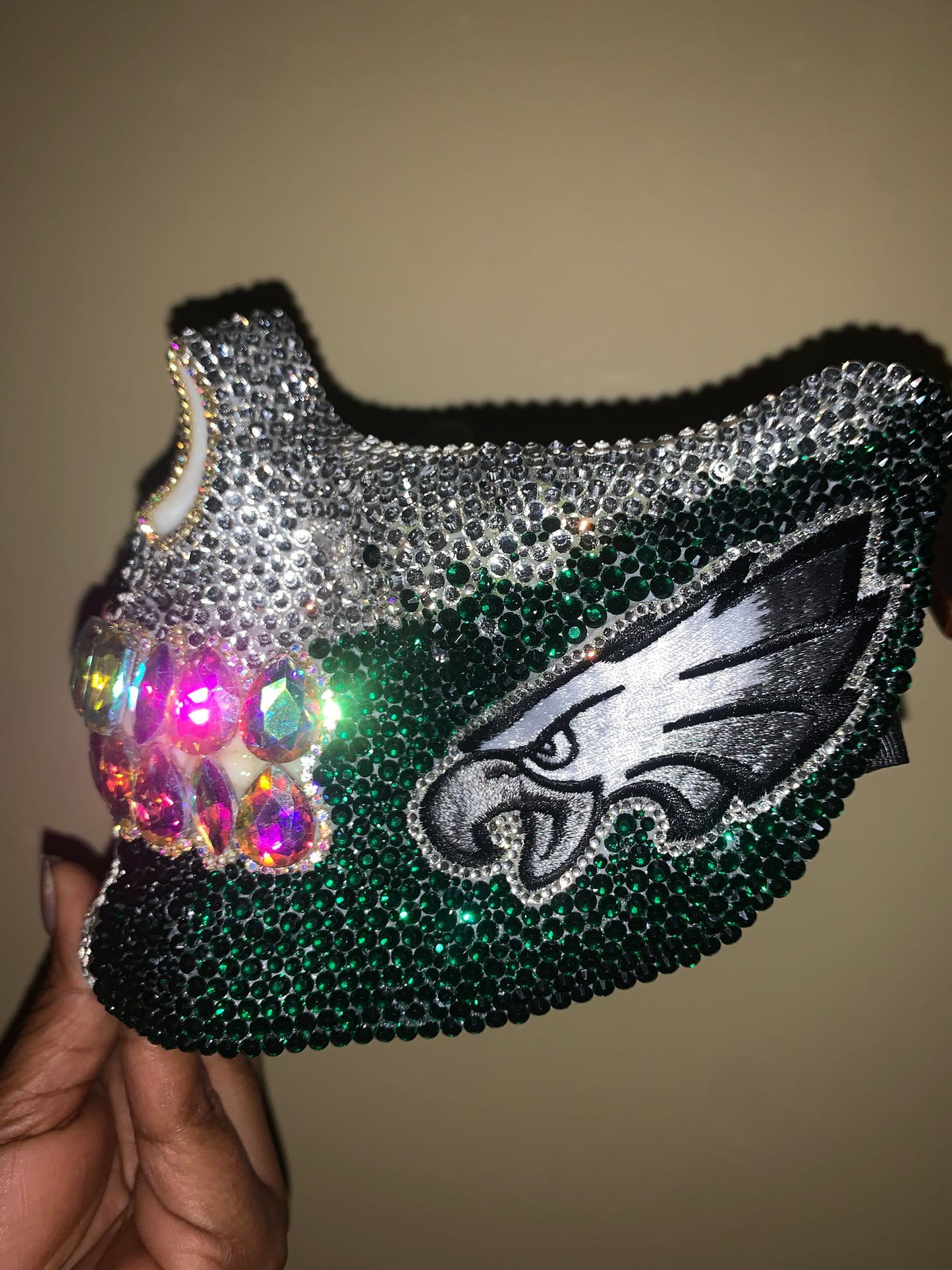 Blinged-Out Philadelphia Eagles Crystal Mask 🦅✨