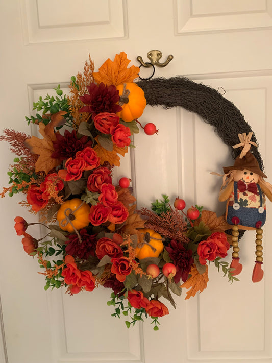 Fall Wreath with Scarecrow