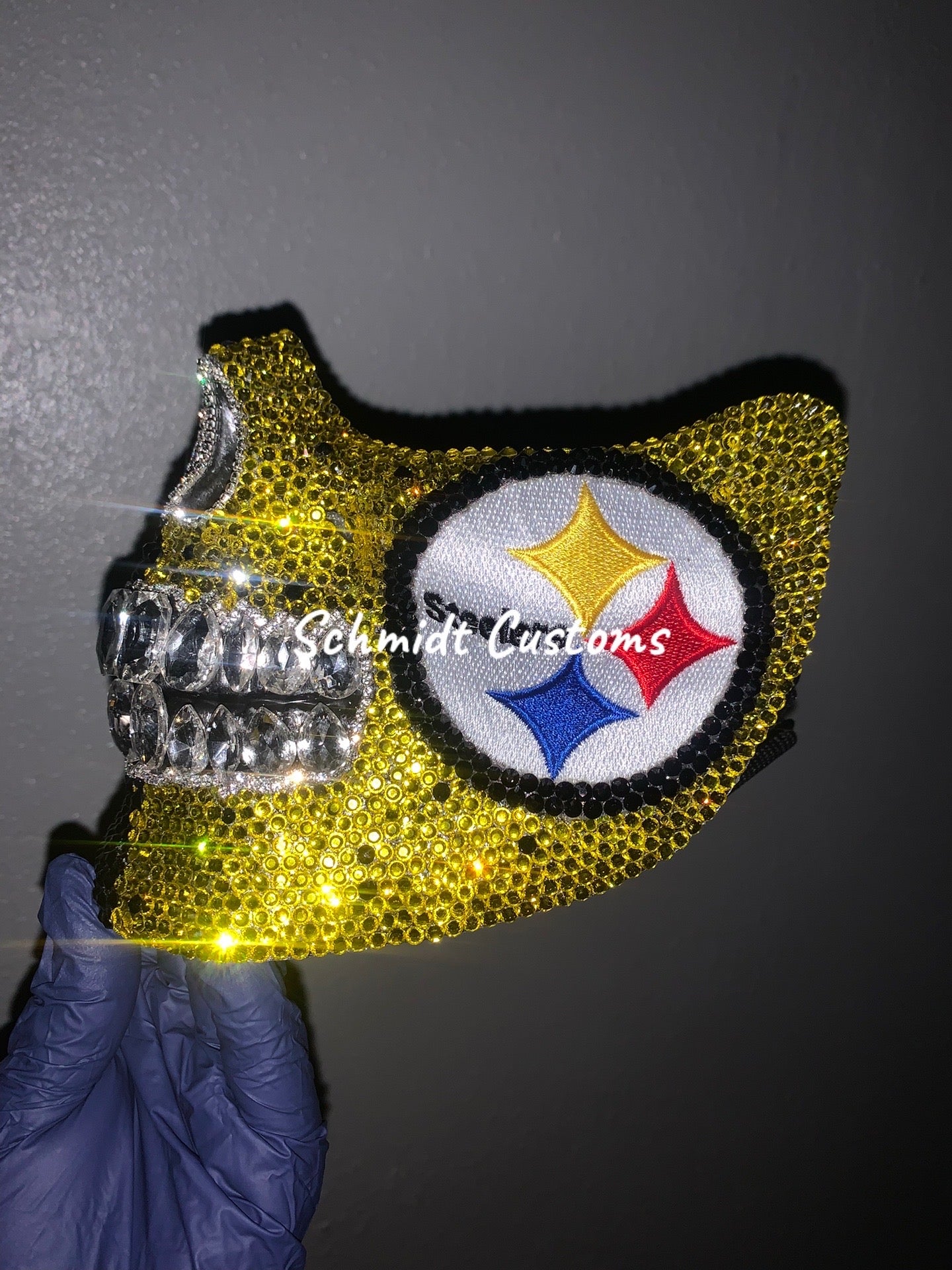 Custom Steelers Bling Face Mask